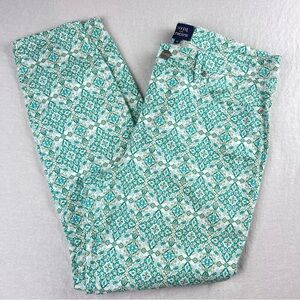 NYDJ For Chico's Women's Lift Tuck Stretch Skinny Medallion White Green Jeans 10